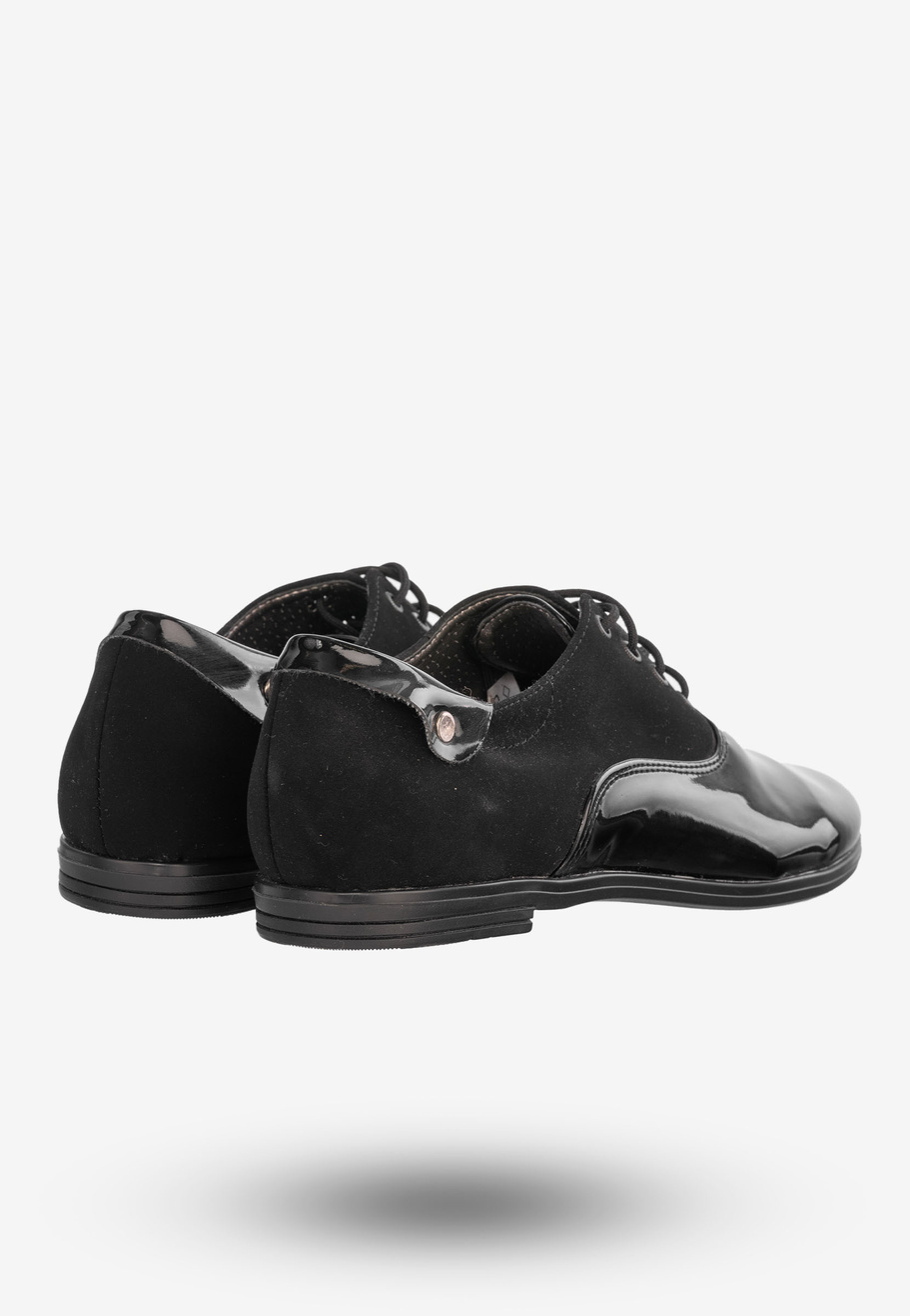 Półbuty Damskie Buty Eleganckie Ze Skóry Ekologicznej Czarne 126/250