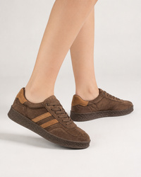 Sneakersy Damskie Skórzane Buty Sportowe Casual Brązowe S.Barski