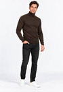 Golf Męski Elegancki Sweter Slim Fit Dopasowany Klasyczny Brązowy