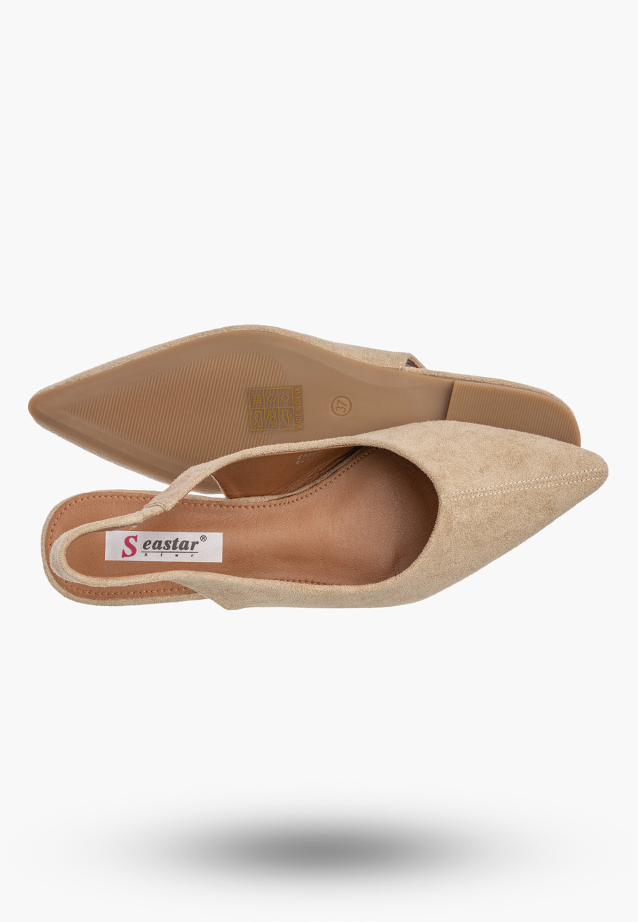 Baleriny Damskie Slingback Buty z odkrytą piętą Eleganckie Beżowe