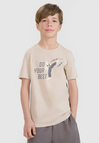 Koszulka Chłopięca 4F T-shirt Z Nadrukiem Regular Beżowy 4FJRSS25TTSHM2643
