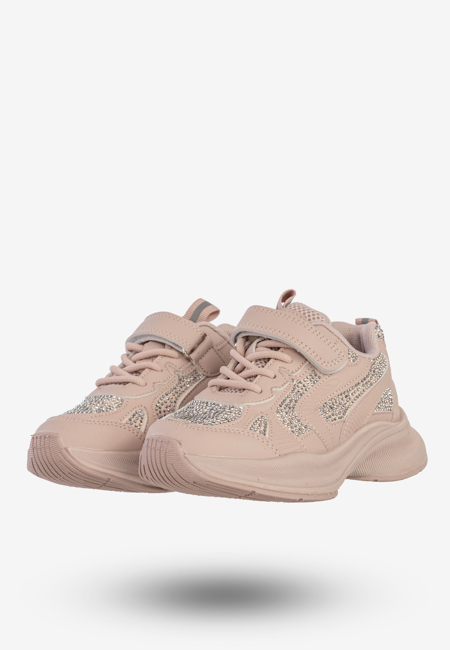 Sneakersy Dziecięce Ekoskóra Buty Sportowe Na Rzepy Półbuty Różowe Apawwa G1814P
