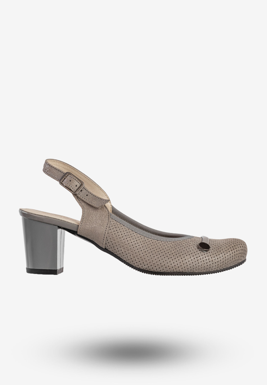 Czółenka Damskie Skórzane Buty Na Słupku Eleganckie Popiel Pulso L-294D