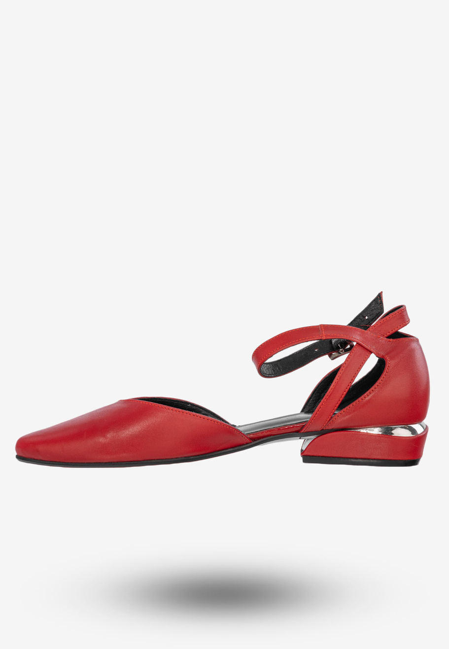 Półbuty Damskie Buty Skóra Naturalna Czerwone Lovsoka 204