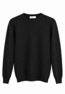 Sweter męski cienki Slim Fit mocno dopasowany z okrągłym dekoltem czarny gładki