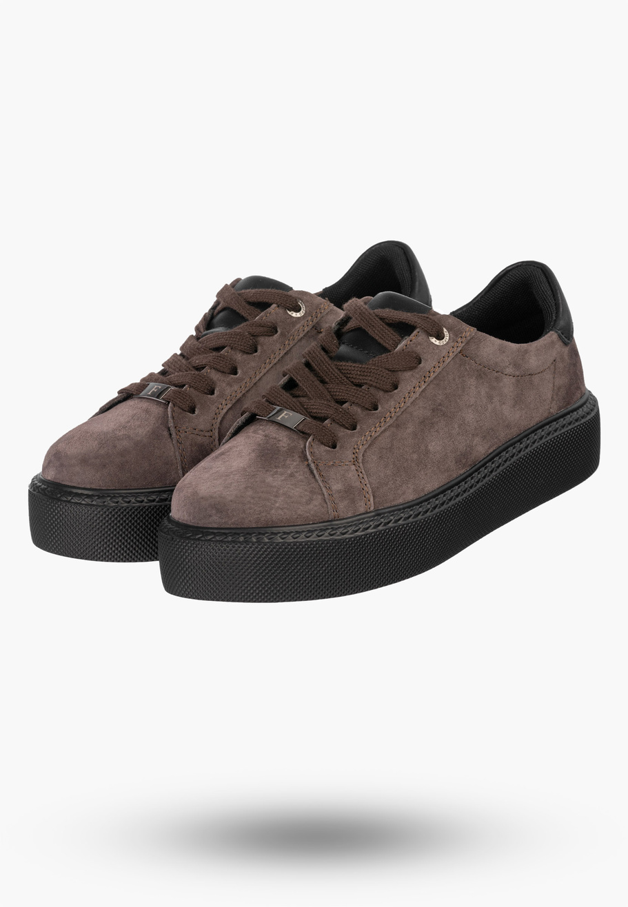 Półbuty Damskie Skórzane Buty Na Platformie Sneakersy Brązowe Filippo