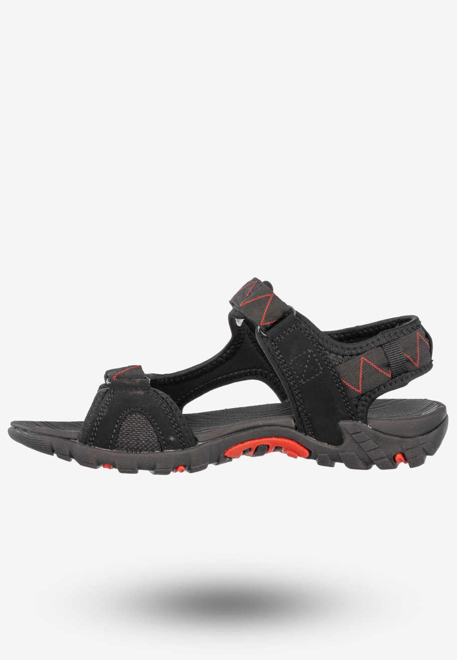 Sandały Męskie Ekoskóra Buty Na Rzepy Letnie DK Czarny/Czerwony S9507