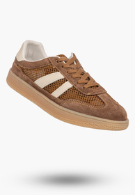 Sneakersy Damskie Buty Skórzane Sportowe Siateczka Półbuty Casual Brązowe Goodin