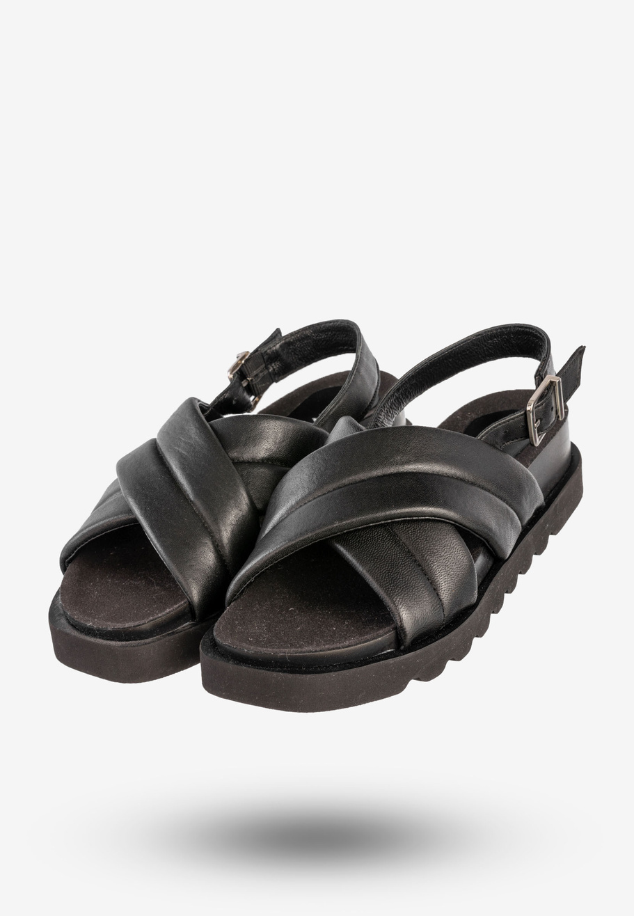 Sandały Damskie Skórzane Buty Eleganckie Klasyczne Czarne EMMA 8832