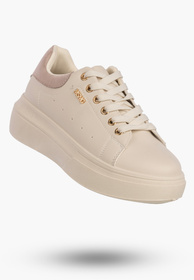 Sneakersy Damskie Ekoskóra Buty Na Platformie Półbuty Beżowe MSMG