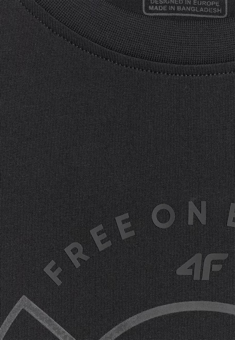 Koszulka Męska 4F T-shirt Z Nadrukiem Regular Czarna 4FWAW25TTSHM3138