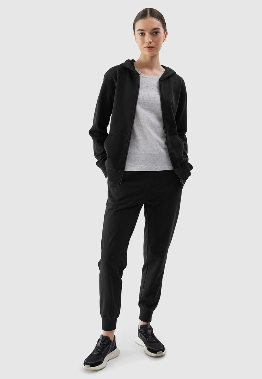 Bluza Damska 4F Sportowa Dresowa Rozpinana Ocieplana Z Kapturem Czarna 4FWSS24TSWSF0956