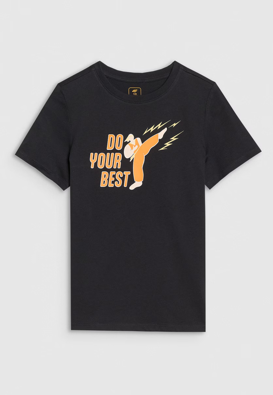 Koszulka Chłopięca 4F T-shirt Z Nadrukiem Regular Czarny 4FJRSS25TTSHM2643