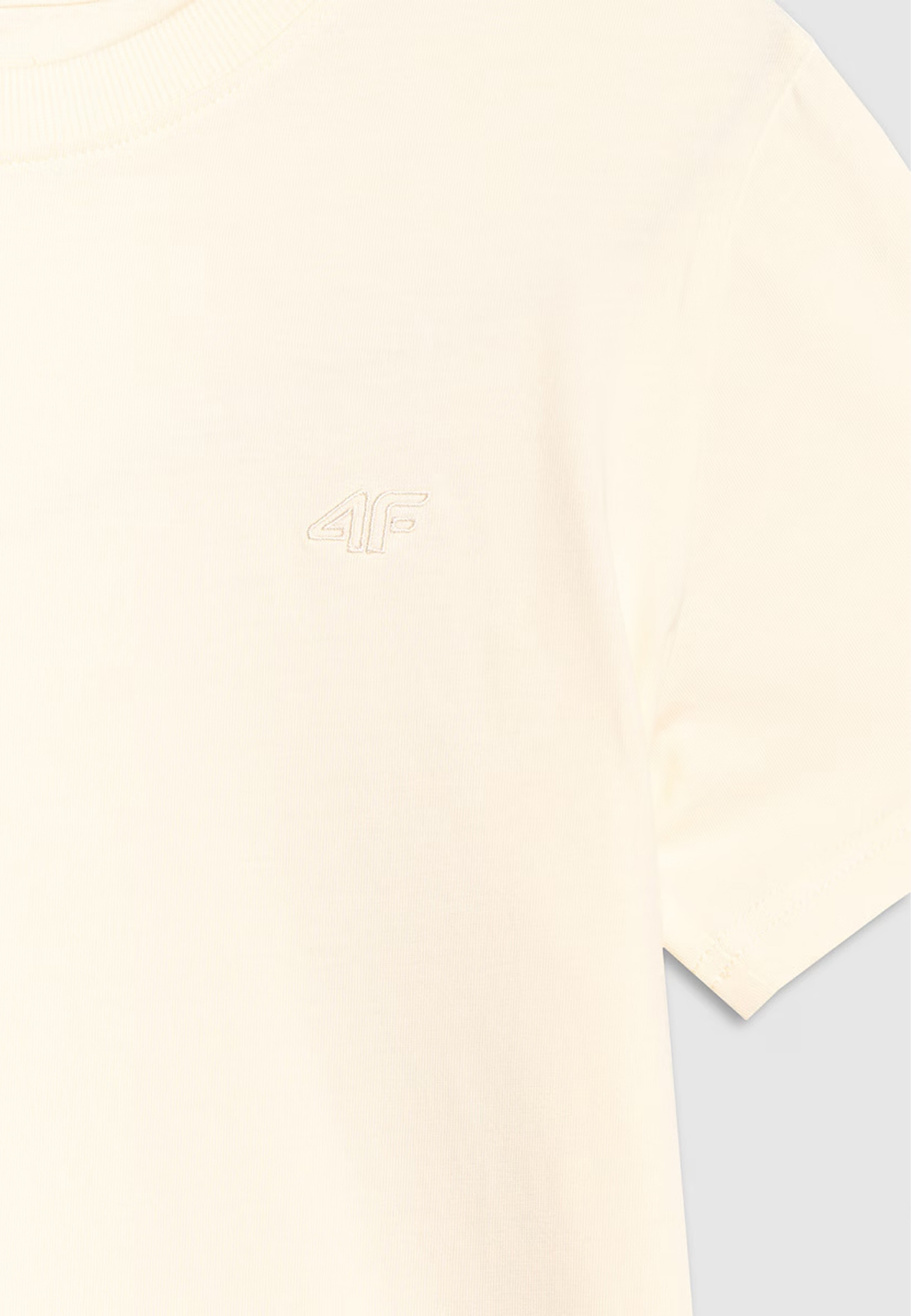 Koszulka Damska 4F T-shirt Regular Gładki Beżowy 4FWAW25TTSHF2970