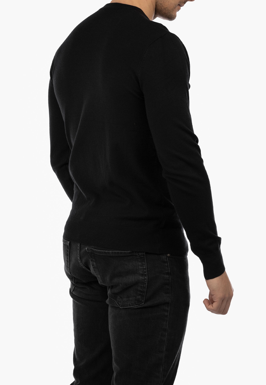 Sweter Męski Elegancki Klasyczny Basic Czarny S-CZ-1-2024