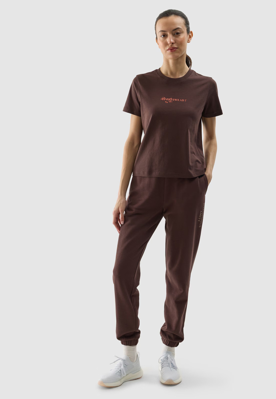 Koszulka Damska 4F T-shirt Z Nadrukiem Brązowy 4FWSS24TTSHF1354