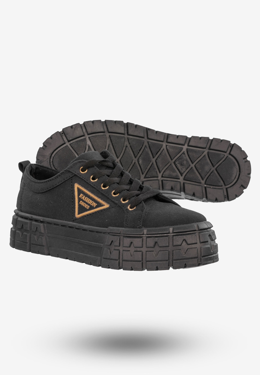 Tenisówki Damskie Trampki Buty Na Platformie Czarne Goodin GD-HR-28