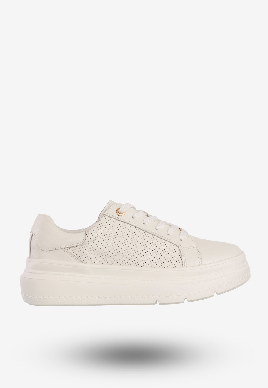 Sneakersy Damskie Skórzane Buty Na Platformie Półbuty Białe Filippo