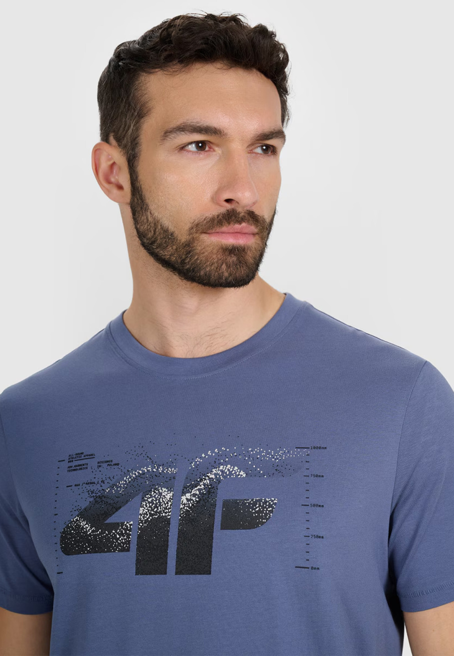 Koszulka Męska 4F T-shirt Z Nadrukiem Regular Denim 4FWAW25TTSHM2359