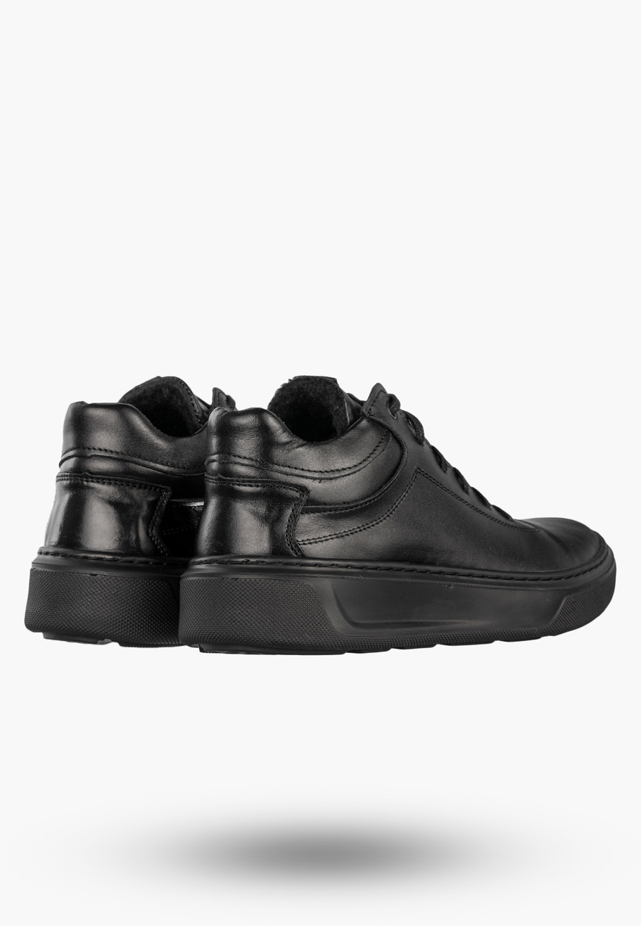 Półbuty Męskie Skórzane Buty Sneakersy Casual Czarne Fox 0456