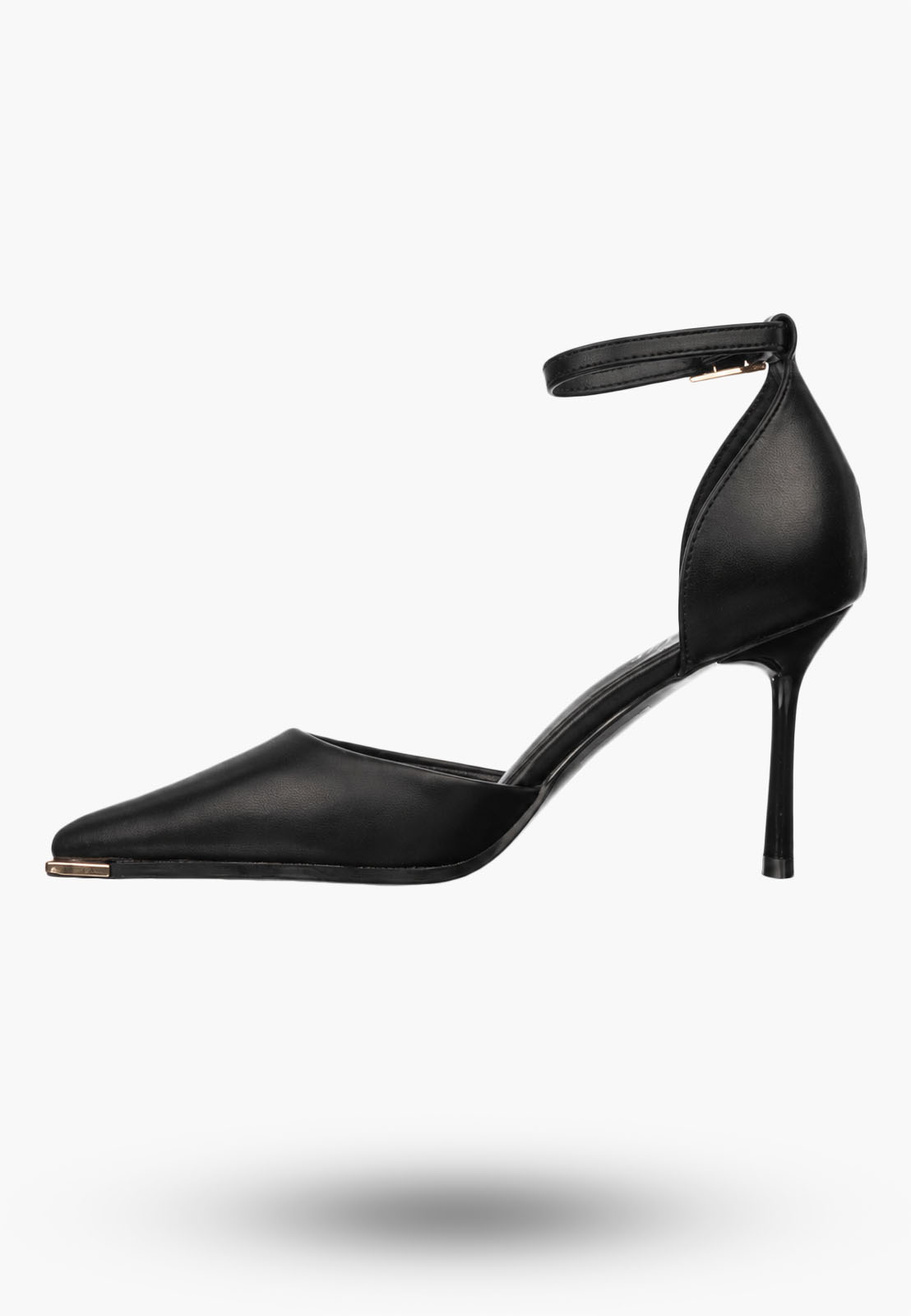 Szpilki Damskie Ekoskóra Buty Na Szpilce Z Paskiem Eleganckie Czarne