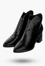 Buty Damskie Botki Ekoskóra Ocieplane Na Klocku Na Zimę Czarne RMR2025-3