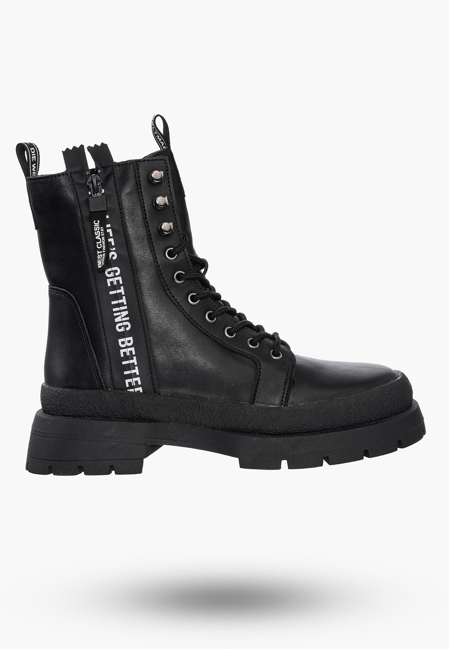 Buty Damskie Trapery Skórzane Czarne Z Ociepleniem Na Zimę DBT4153/22BK