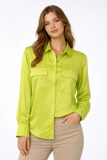 Koszula Damska Elegancka Limonkowa Oversize Wizytowa Wiskoza EDAN
