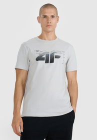 Koszulka Męska 4F T-shirt Z Nadrukiem Regular Szary 4FWAW25TTSHM2359