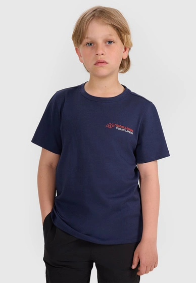 Koszulka Chłopięca 4F T-shirt Z Nadrukiem Sportowy Granatowy 4FJWAW25TTSHM2415