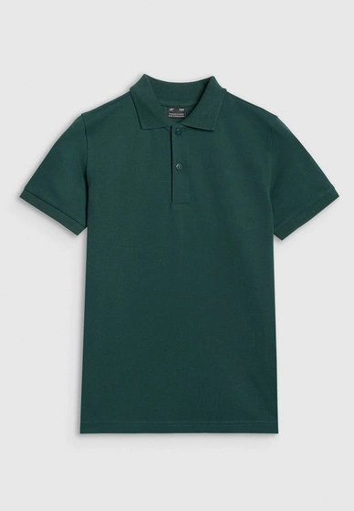 Koszulka Chłopięca 4F T-shirt Polo Z Kołnierzem Zielony 4FJWAW25TPTSM614