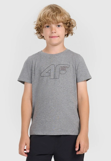 Koszulka Chłopięca 4F T-shirt Z Logo Ciemny Szary 4FJWAW25TTSHM2417
