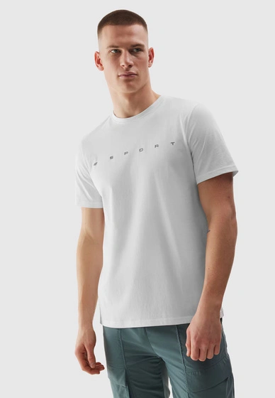 Koszulka Męska 4F Sportowy T-shirt Biały Regular TTSHM1283