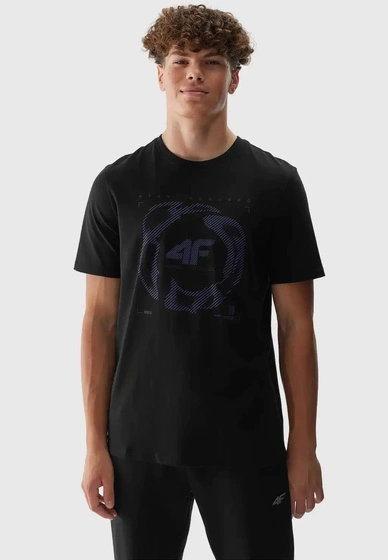 Koszulka Męska 4F Sportowy T-shirt Czarny Regular 4FWAW24TTSHM1587