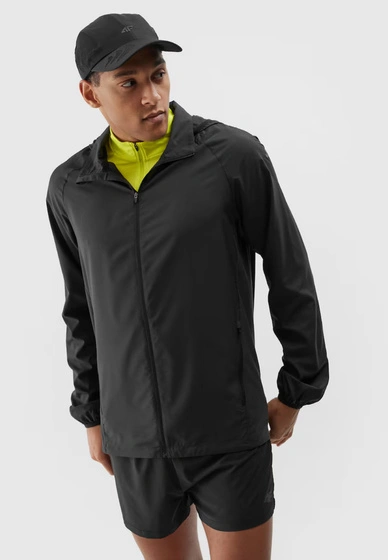 Kurtka Do Biegania Męska 4F Ultralight Lekka Wiatrówka Sportowa Czarna 4FWSS24TTJAM433