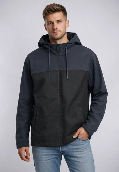 Kurtka Męska ZARA Softshell Przejściowa Z Kapturem Granatowa ZARA