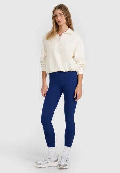 Legginsy Damskie 4F Spodnie Dzianinowe z wysokim stanem Granatowe 4FWMM00TTIGF195