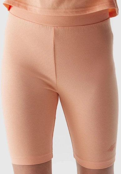 Legginsy Dziewczęce Kolarki 4F dzianinowe pudrowy koral 4FJWSS24TTIGF129
