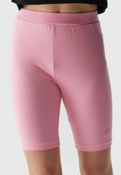 Legginsy Dziewczęce Kolarki 4F dzianinowe różowe 4FJWSS24TTIGF129