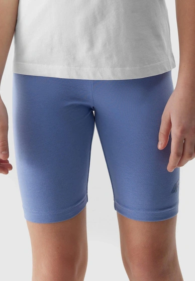 Legginsy Dziewczęce Kolarki 4F dzianinowe niebieskie 4FJWSS24TTIGF129
