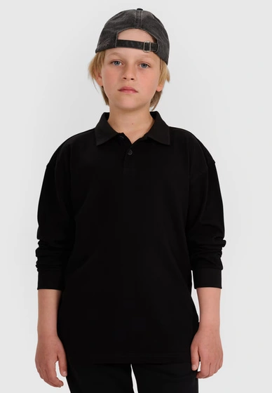 Longsleeve Chłopięcy 4F Regular Bluzka z kołnierzykiem Czarna 4FJWAW25TLONM483