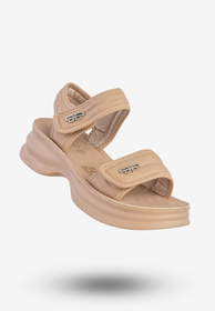 Sandały Damskie Ekoskóra Buty Eleganckie Na Rzepy Beżowe Potocki 25-105300BG