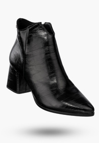 Buty Damskie Botki Ekoskóra Ocieplane Na Klocku Na Zimę Czarne RMR2025-3
