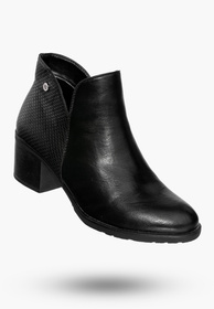 Buty Damskie Botki Ekoskóra Ocieplane Na Klocku Na Zimę Modne Czarne ASA128-33