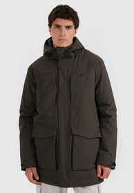 Kurtka Parka Męska 4F Zimowa Ocieplana NeoDry Z Kapturem Khaki 4FWAW25TTJAM0884