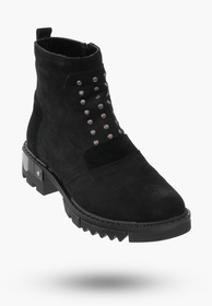 Buty Damskie Botki Trzewiki Czarne Ze Skóry Naturalnej Na Zimę 4044-001-01-5