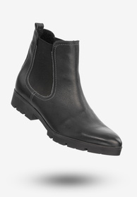 Buty Damskie Botki Ze Skóry Naturalnej Na Płaskim Obcasie Na Zimę Granatowe B-117/3