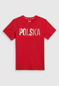 Koszulka Męska 4F Polska T-Shirt Sportowy Bawełniany Czerwony 4FRSS26TTSHM4202