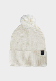 Czapka Uniseks 4F Sportowa Zimowa Beanie Dzianinowa Z Pomponem Kremowa 4FWAW24ACAPU472