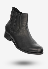 Buty Damskie Botki Ze Skóry Naturalnej Na Płaskim Obcasie Na Zimę Czarne 0139